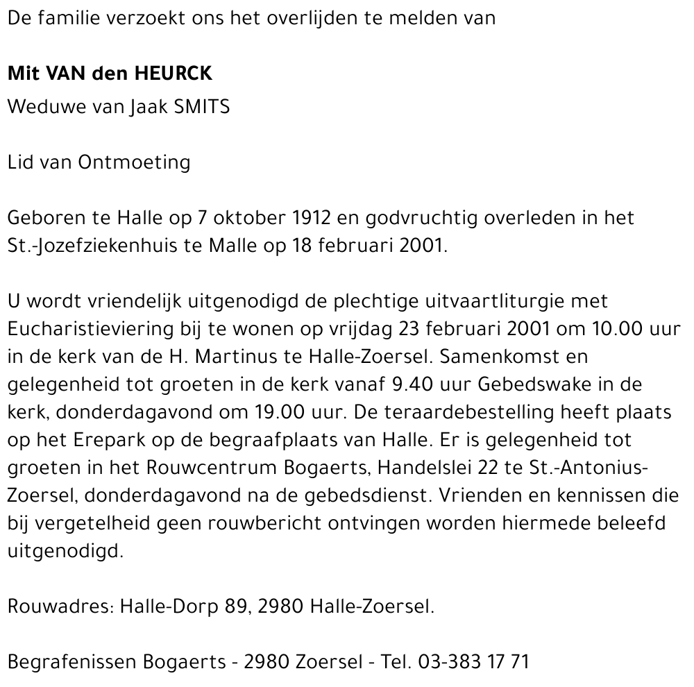  VAN DEN HEURCK
