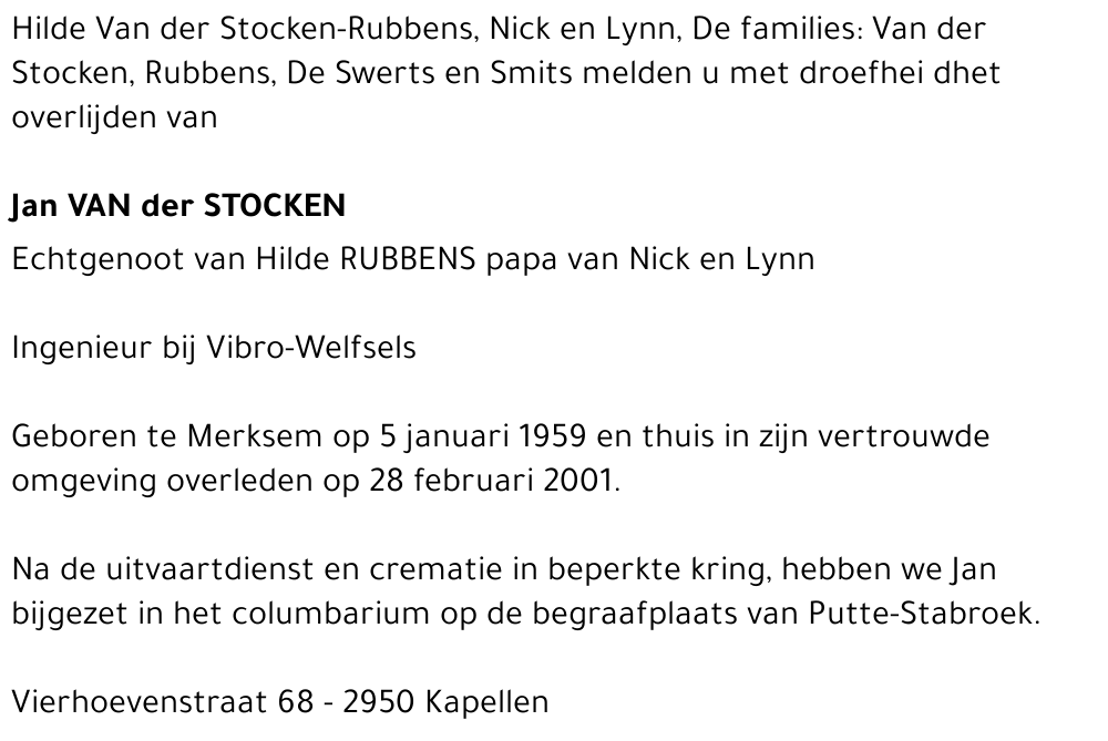  VAN DER STOCKEN
