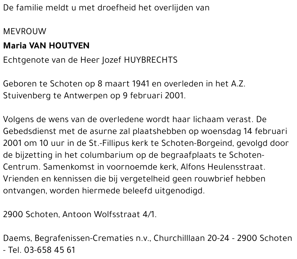  VAN HOUTVEN
