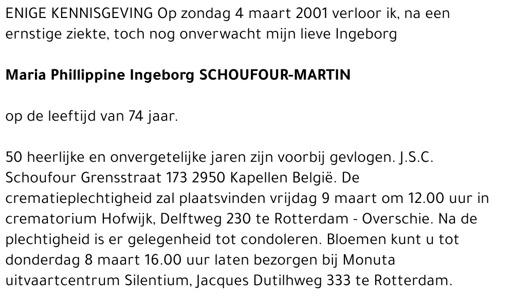  SCHOUFOUR-MARTIN
