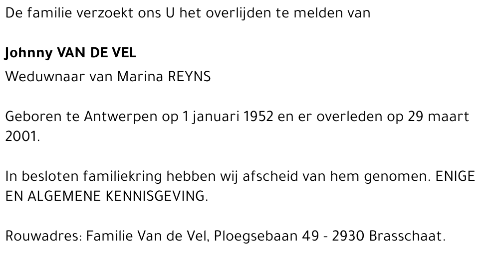  Van De Vel