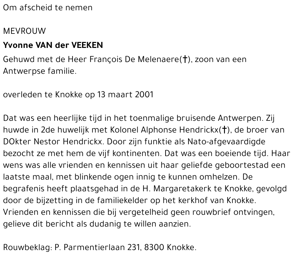  VAN DER VEEKEN