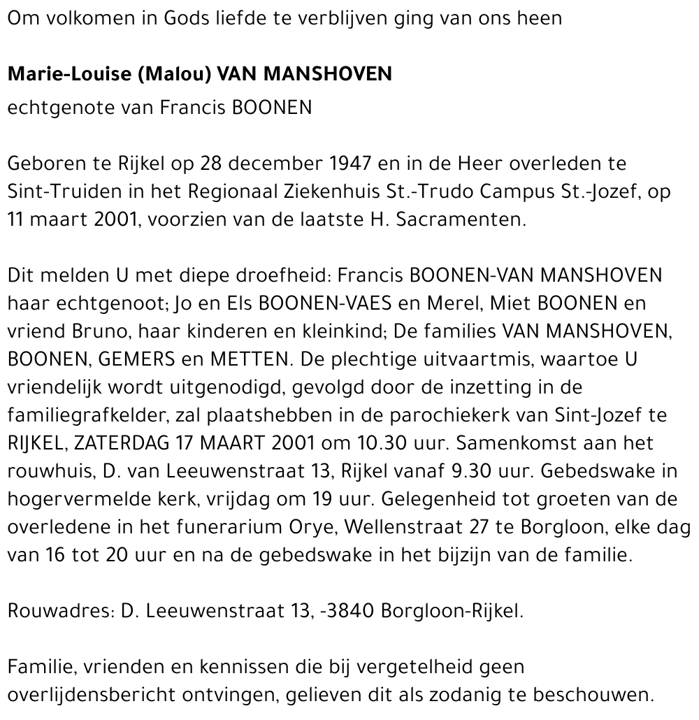  Van Manshoven