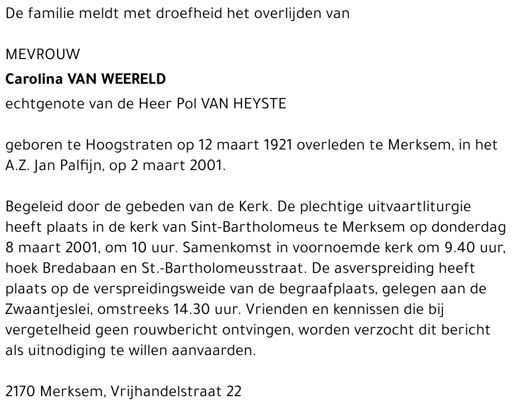  VAN WEERELD