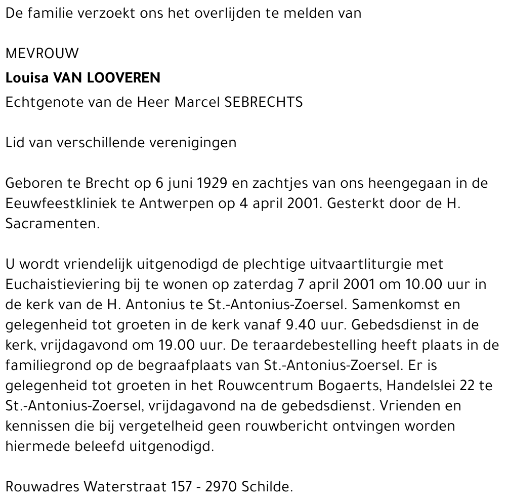  VAN LOOVEREN