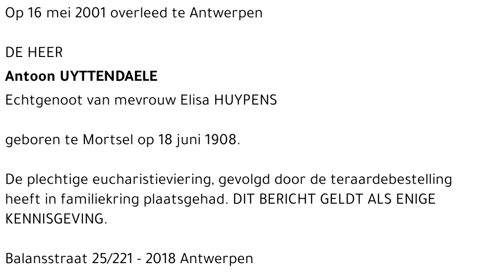 Antoon UYTTENDAELE