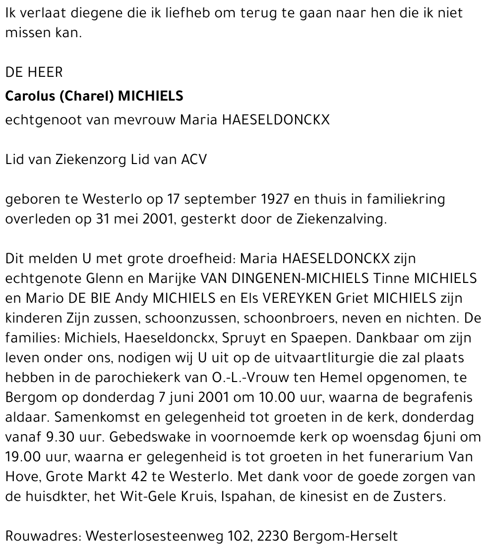 Carolus (Charel) MICHIELS