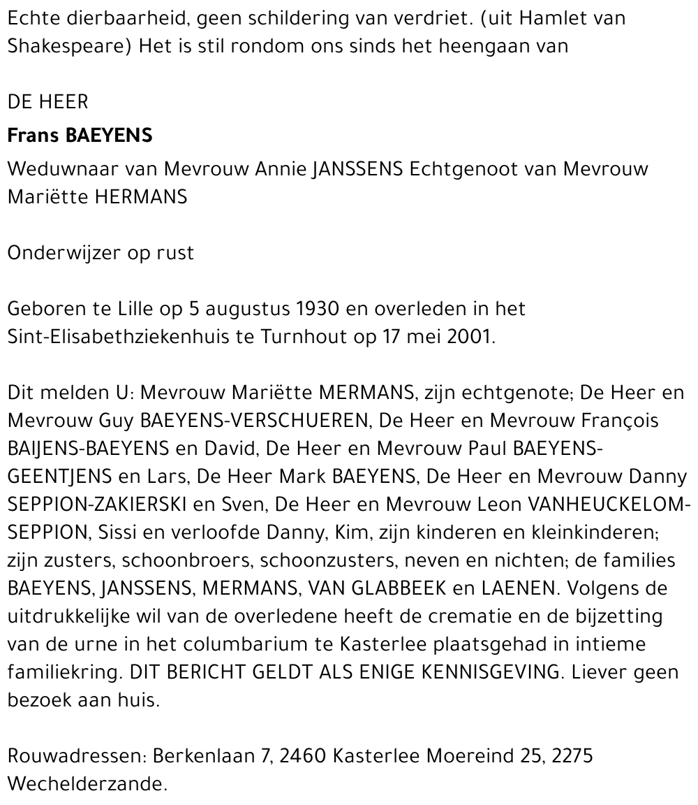 FRANS BAEYENS