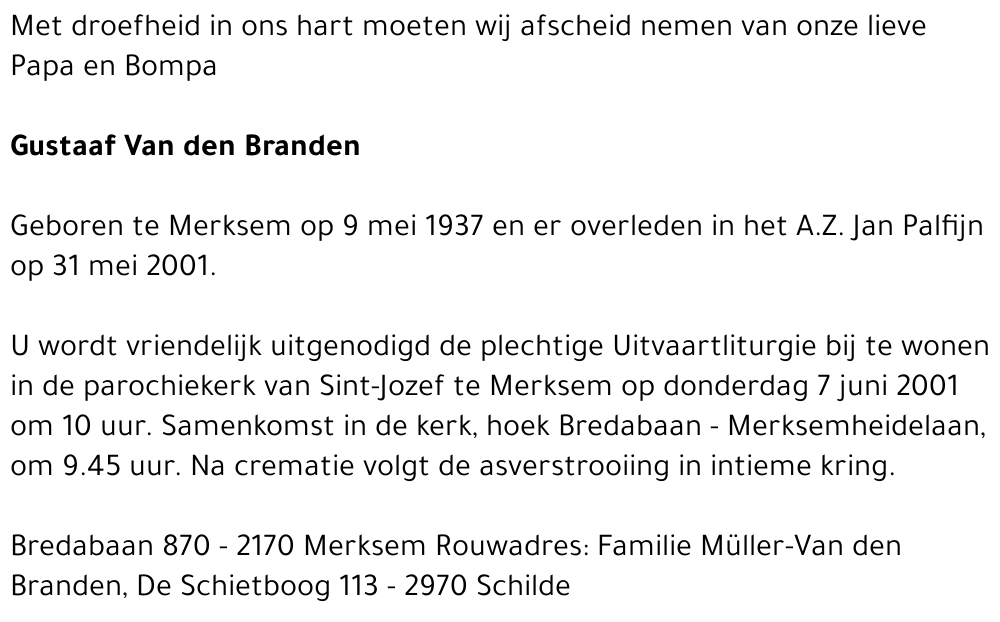 GUSTAAF VAN DEN BRANDEN