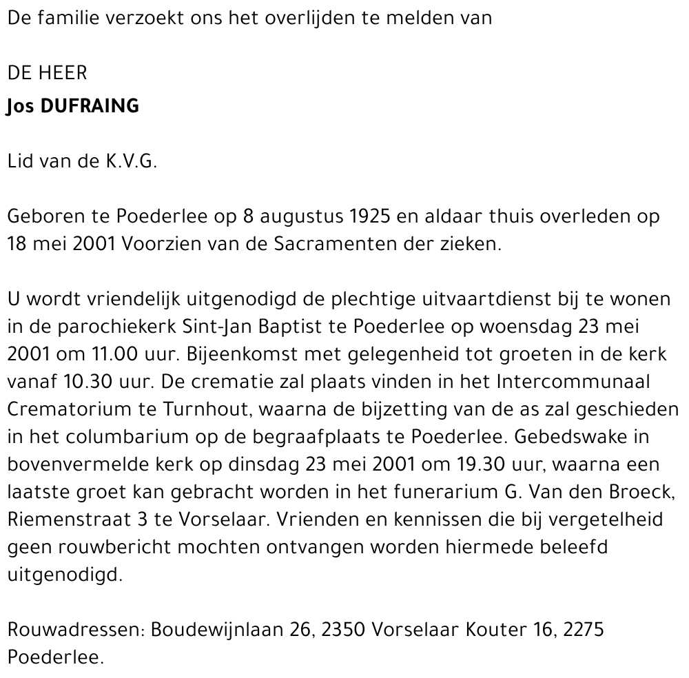 Jos DUFRAING