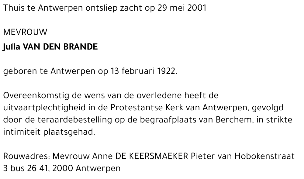 JULIA VAN DEN BRANDE