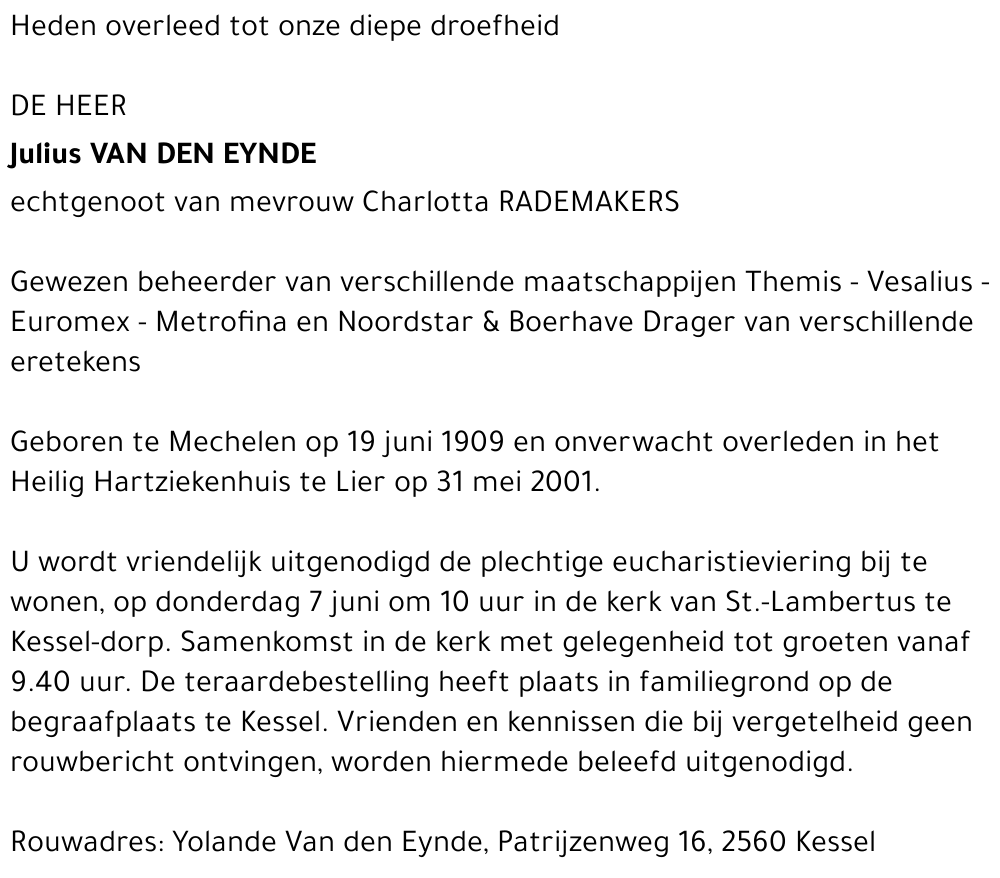 JULIUS VAN DEN EYNDE