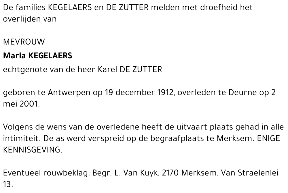  KEGELAERS