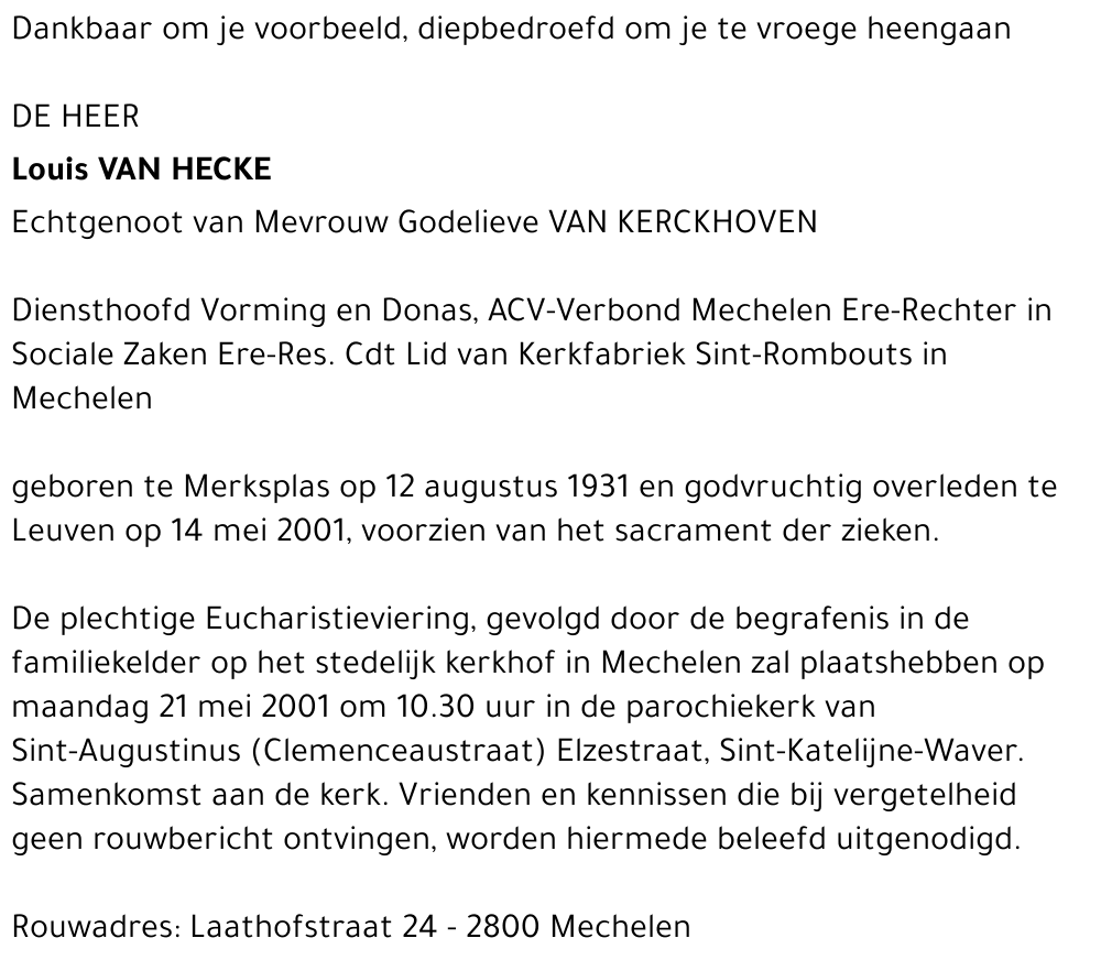 Louis VAN HECKE