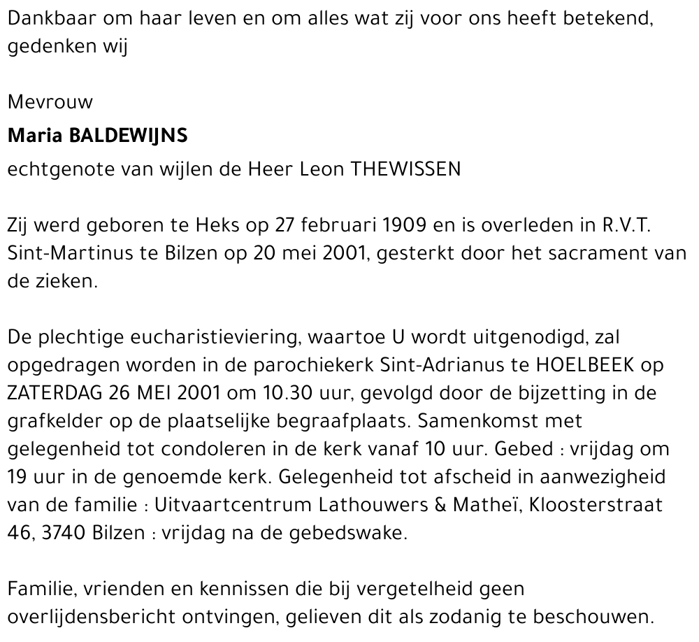 Maria BALDEWIJNS