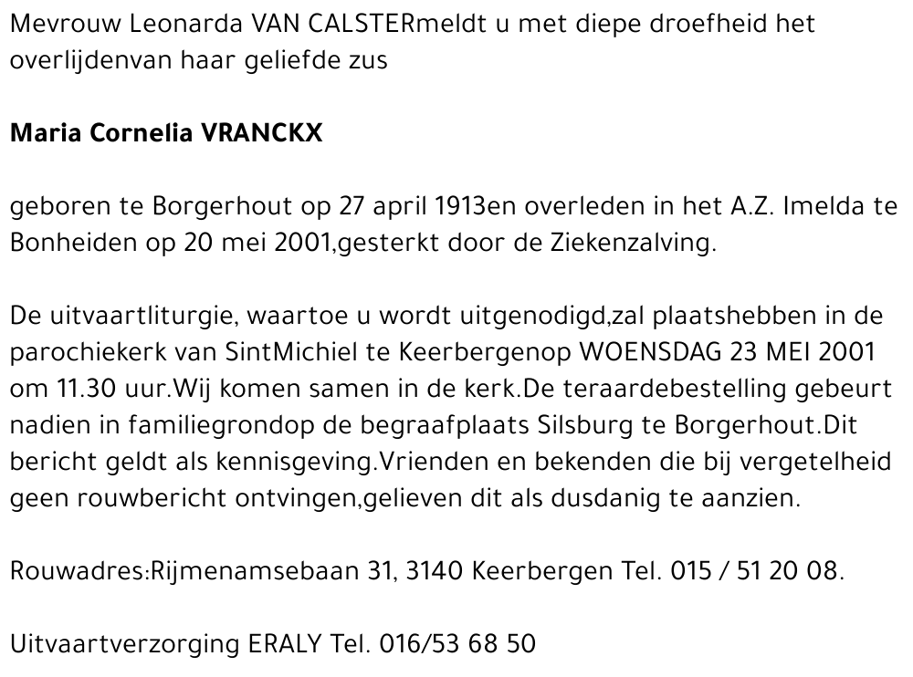 Maria VRANCKX
