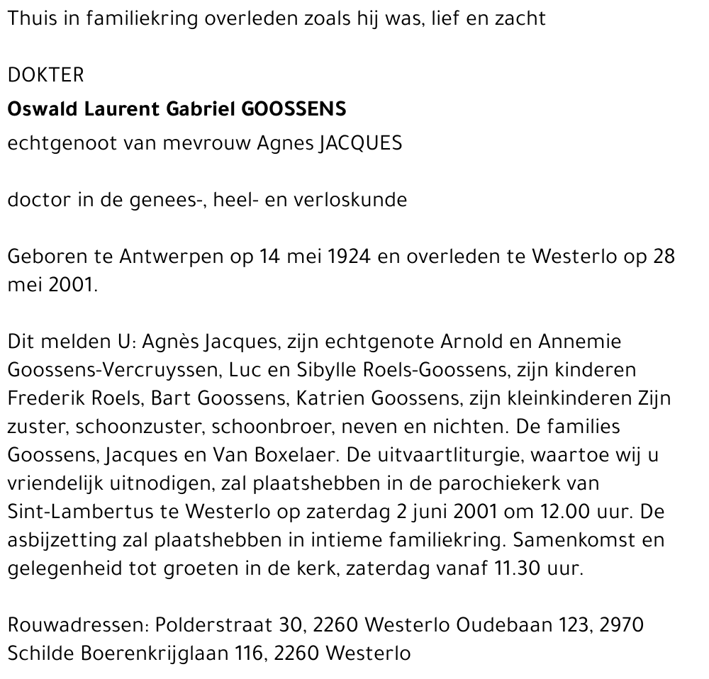 Oswald Laurent Gabriel Goossens