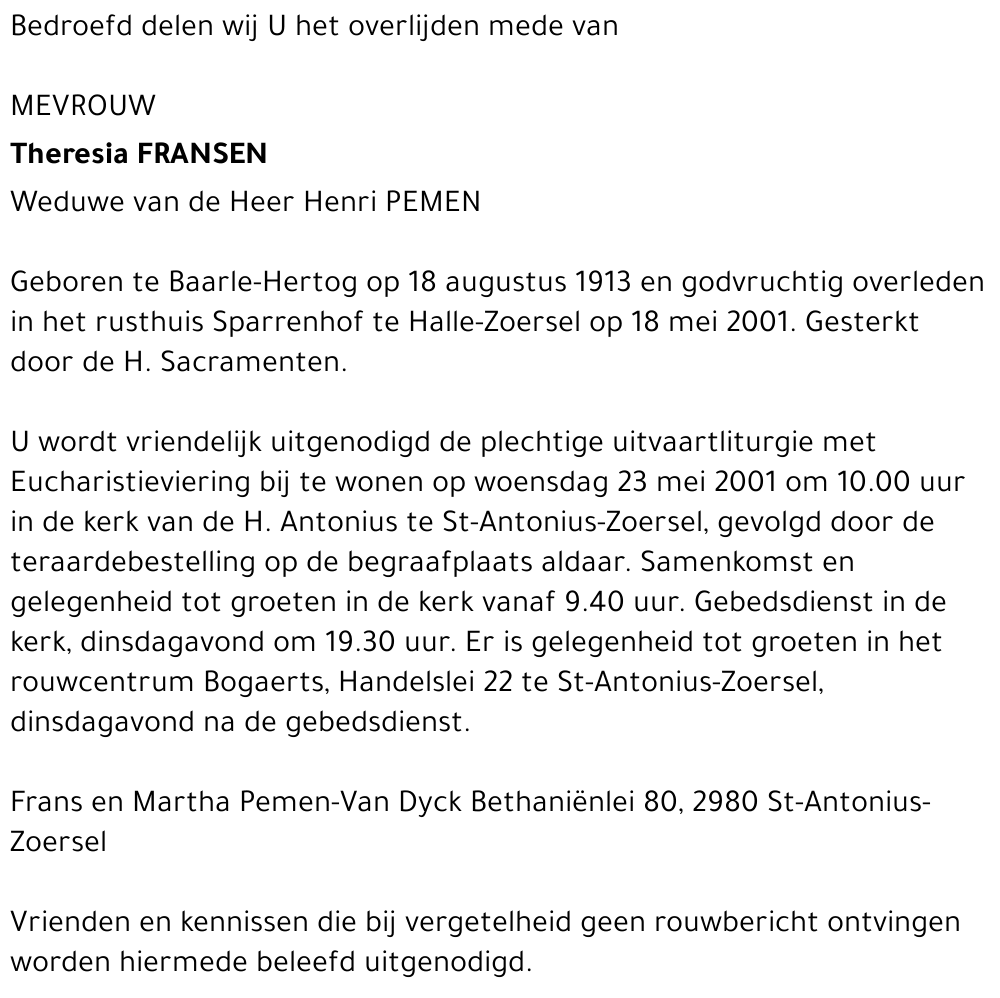Theresia FRANSEN