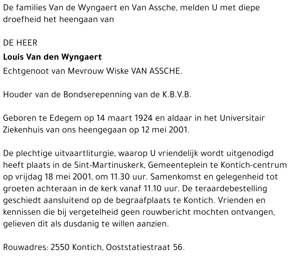  VAN DEN WYNGAERT