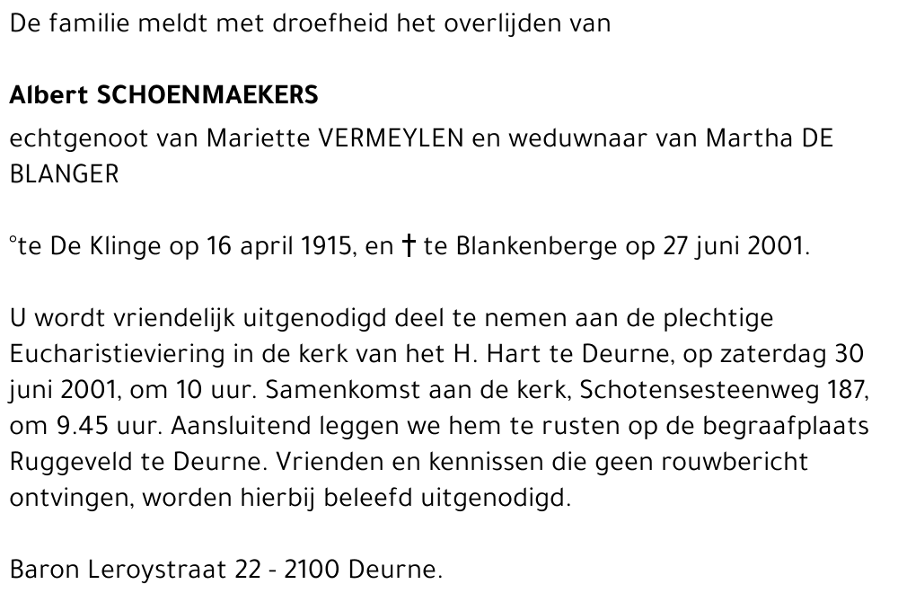 Albert SCHOENMAEKERS