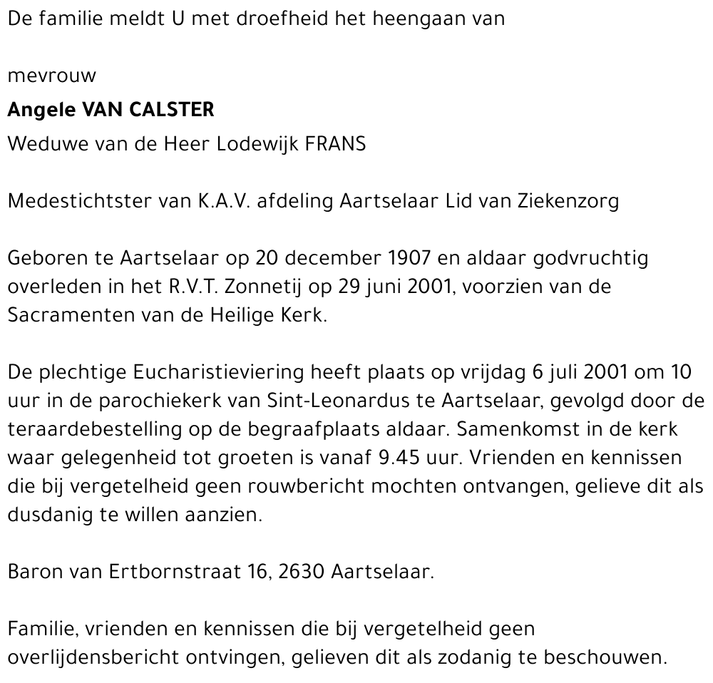 Angele Van Calster