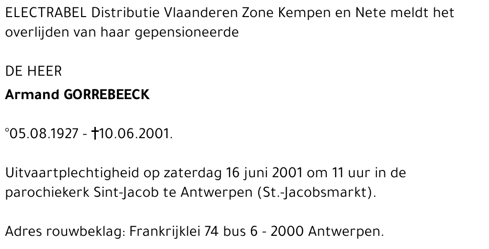 ARMAND GORREBEECK