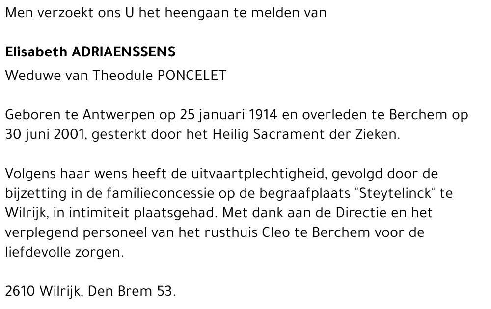 ELISABETH ADRIAENSSENS