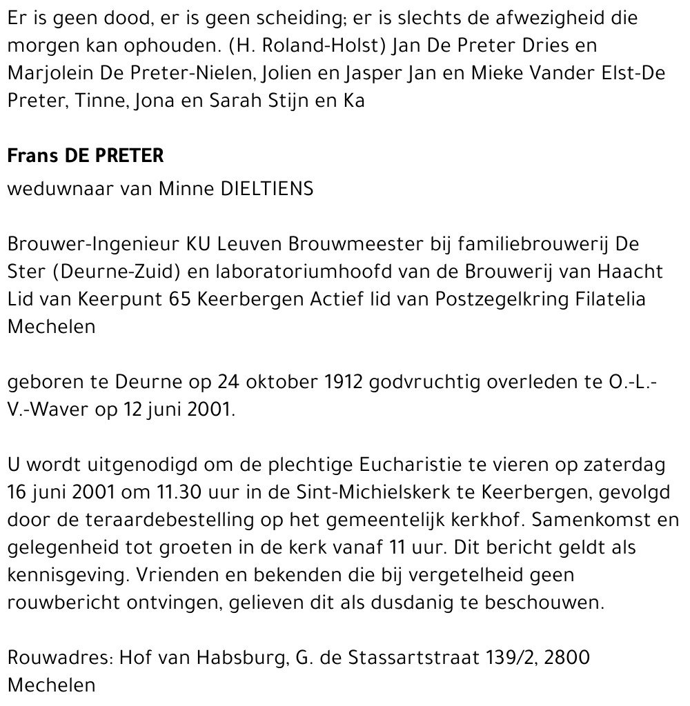FRANS DE PRETER