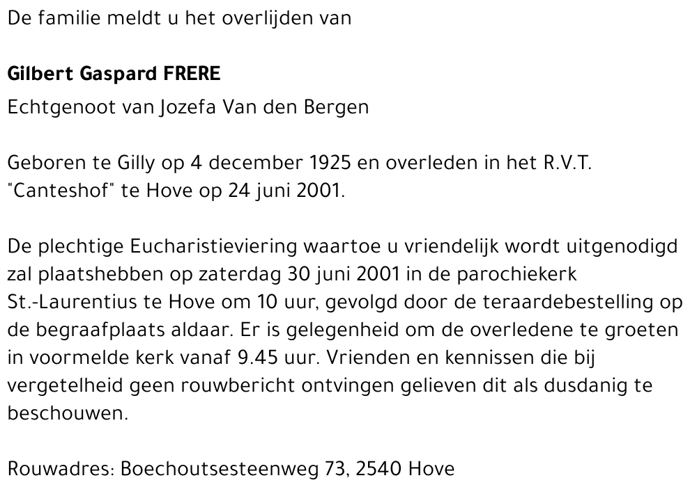 Gilbert Gaspard FRERE