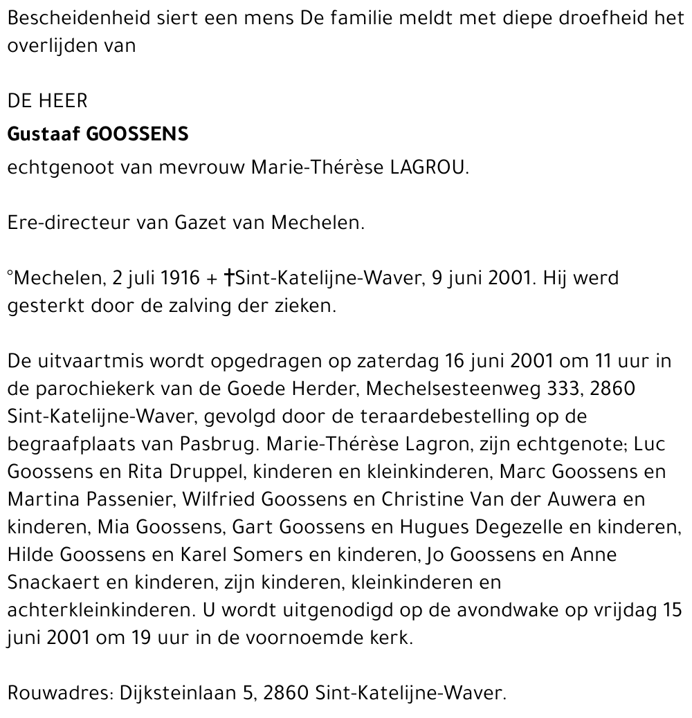 GUSTAAF GOOSSENS