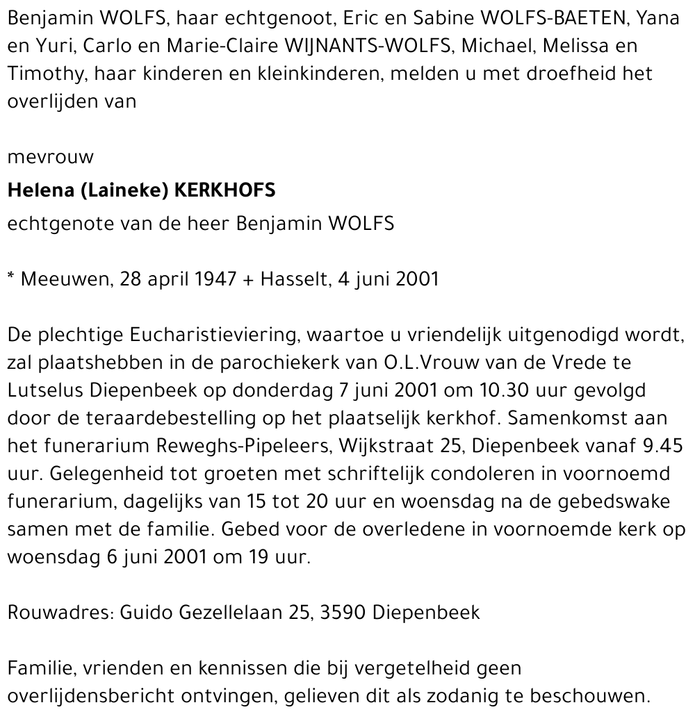 Helena (Laineke) Kerkhofs