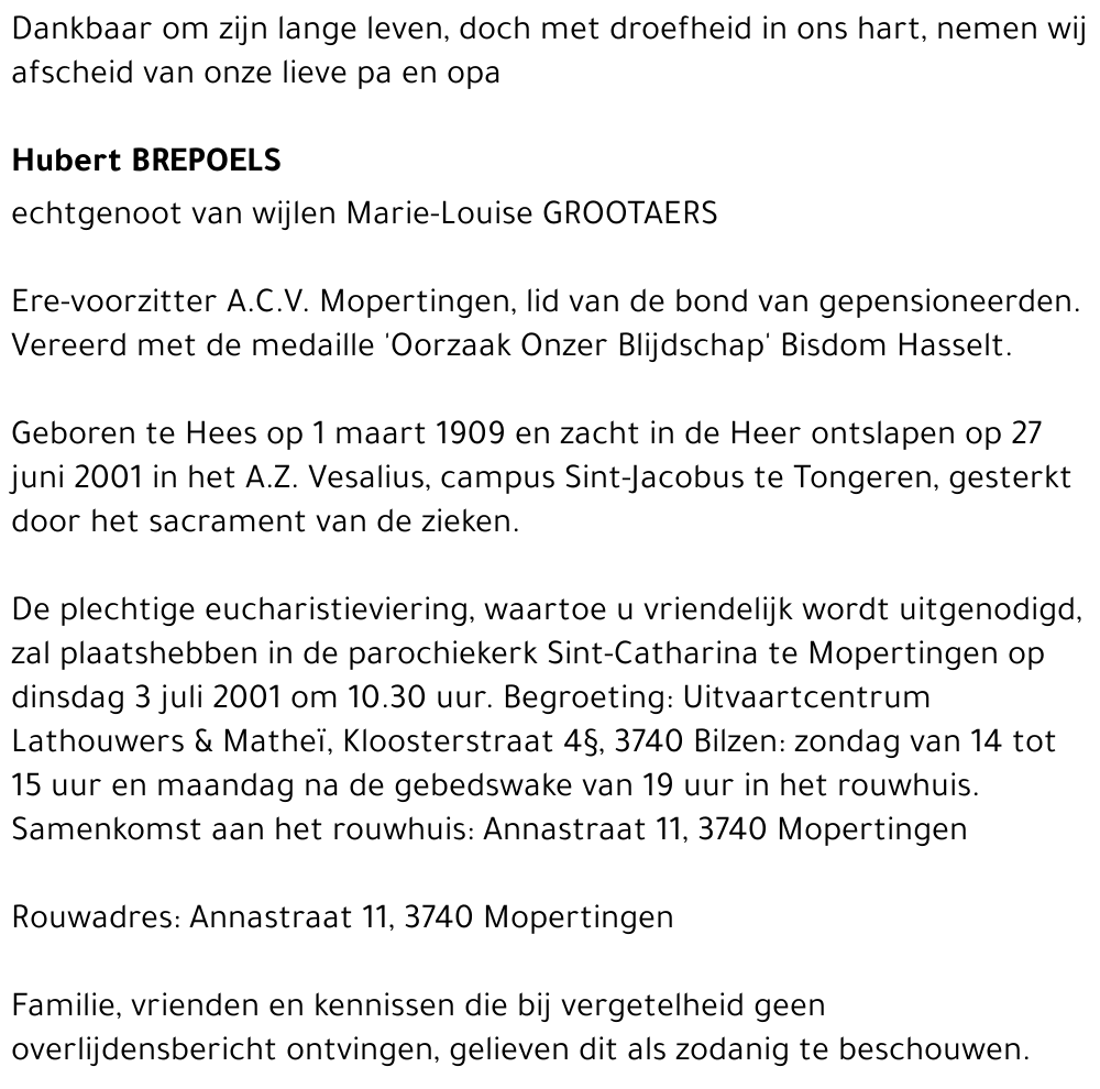 Hubert BREPOELS