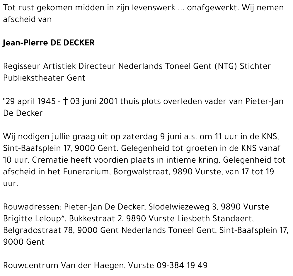 Jean-Pierre DE DECKER