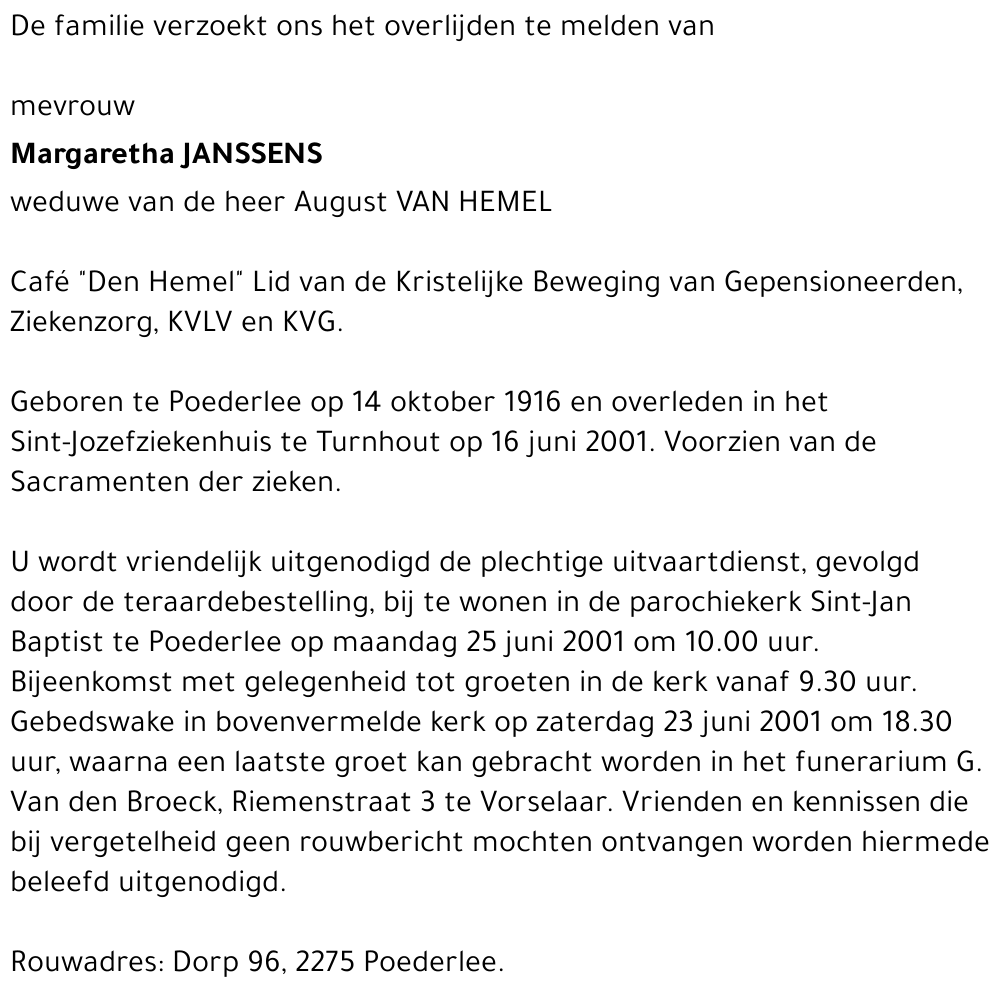 Margaretha JANSSENS