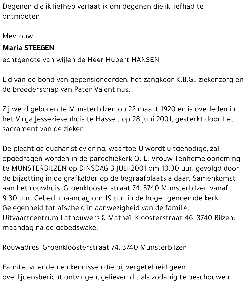 Maria STEEGEN