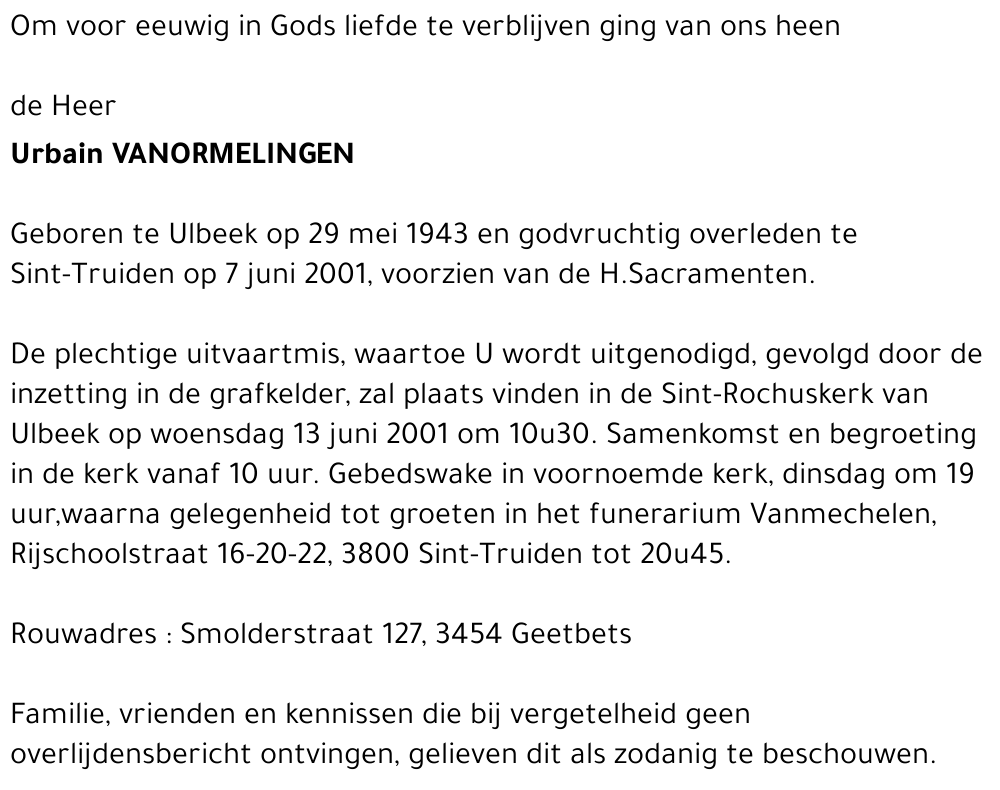 Urbain Vanormelingen