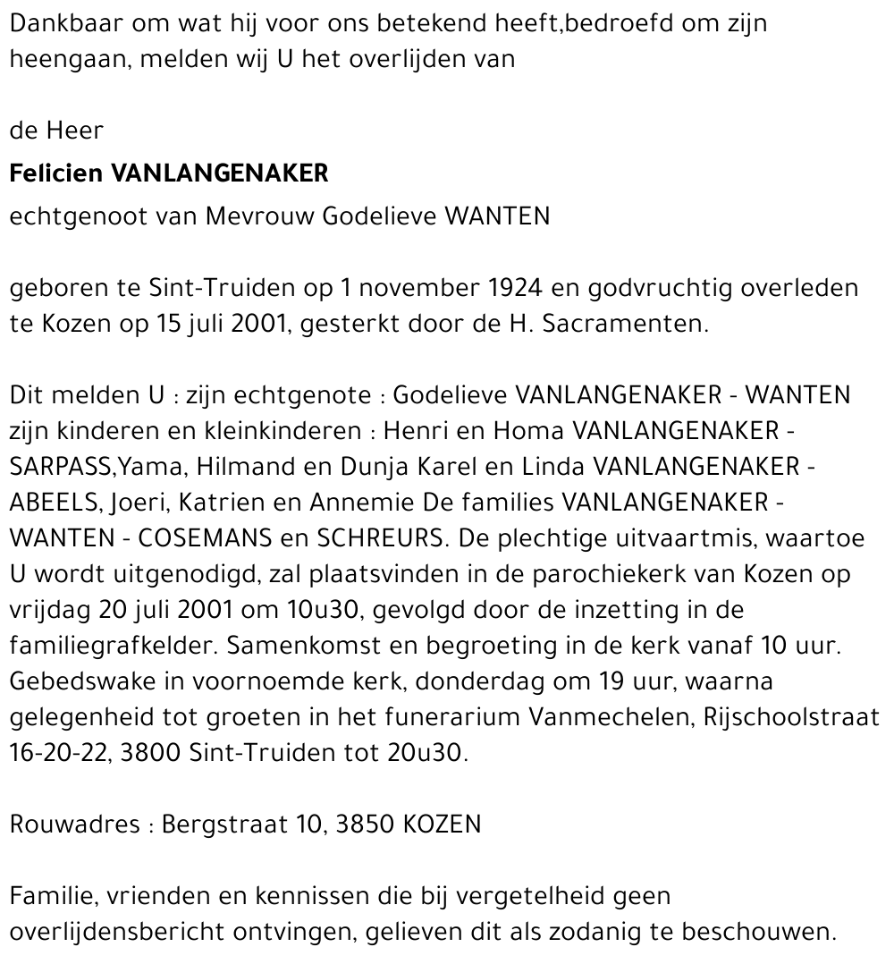 Felicien Vanlangenaker