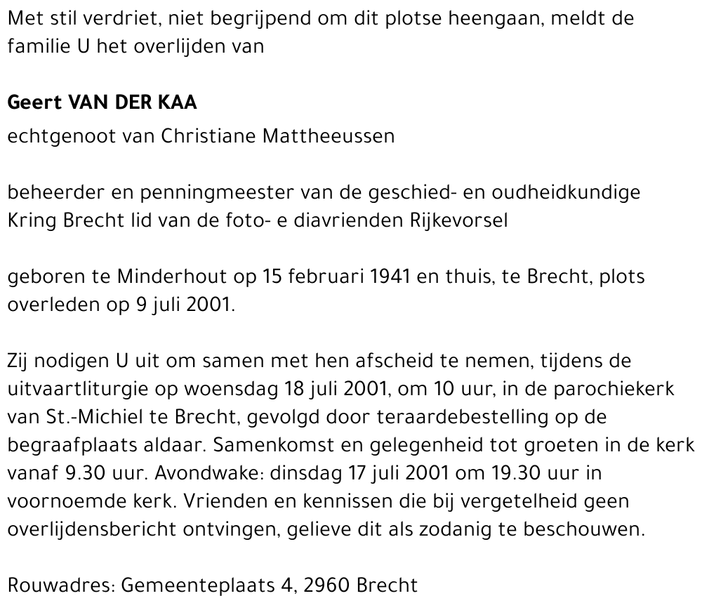GEERT VAN DER KAA
