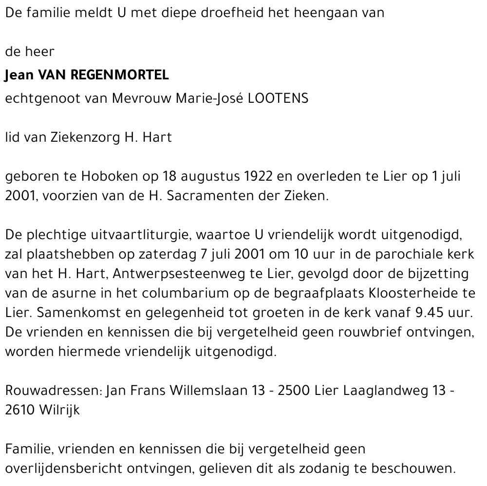 Jean Van Regenmortel