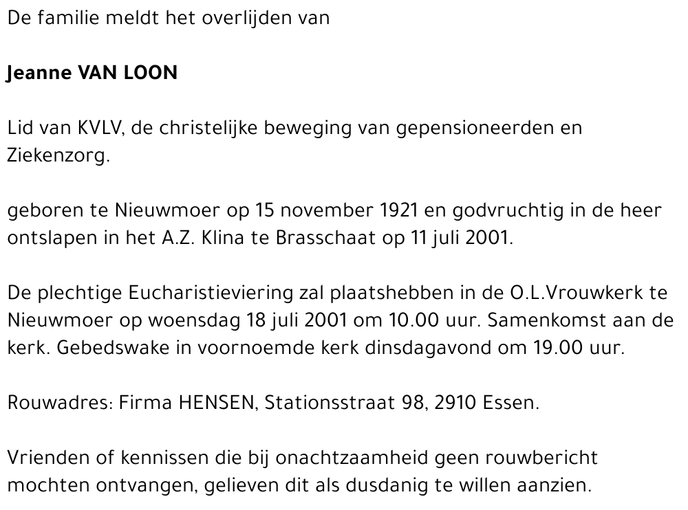 Jeanne VAN LOON