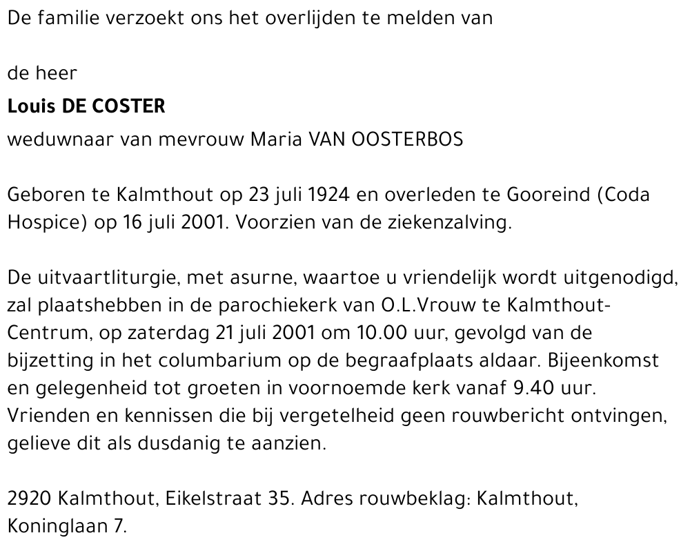 Louis De Coster