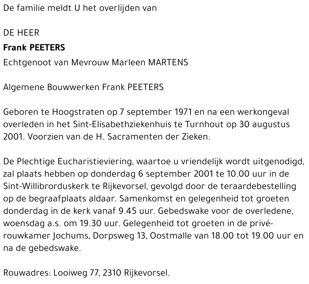 FRANK PEETERS