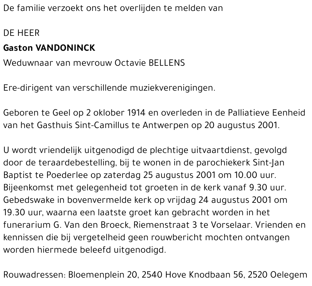 GASTON VANDONINCK