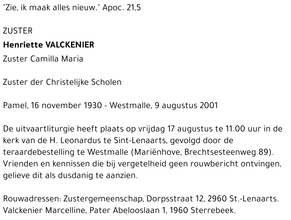 Henriette VALCKENIER