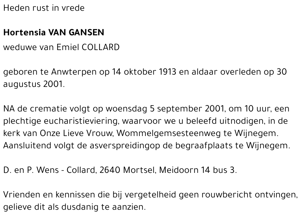 HORTENSIA VAN GANSEN