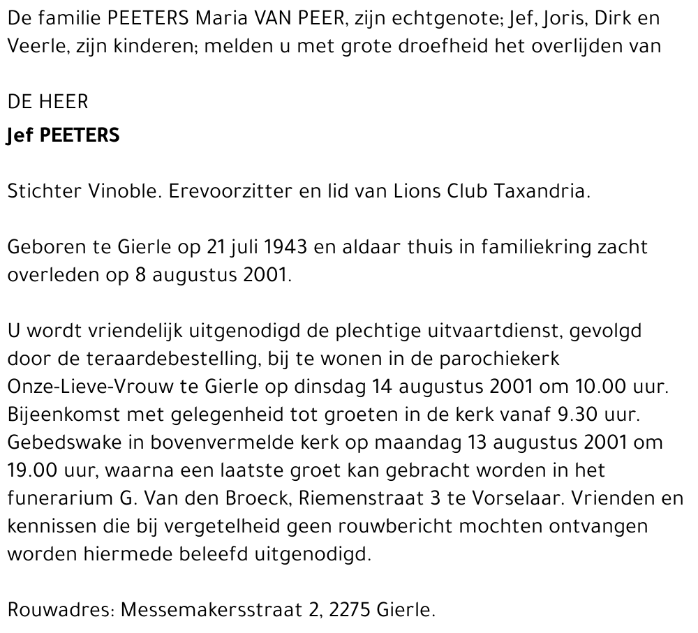 JEF PEETERS