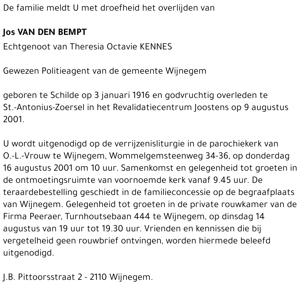 Jos VAN DEN BEMPT