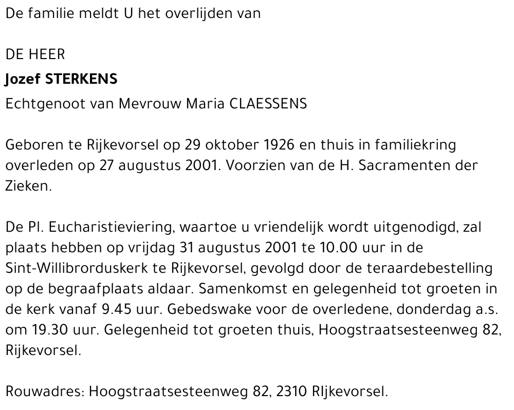 JOZEF STERKENS