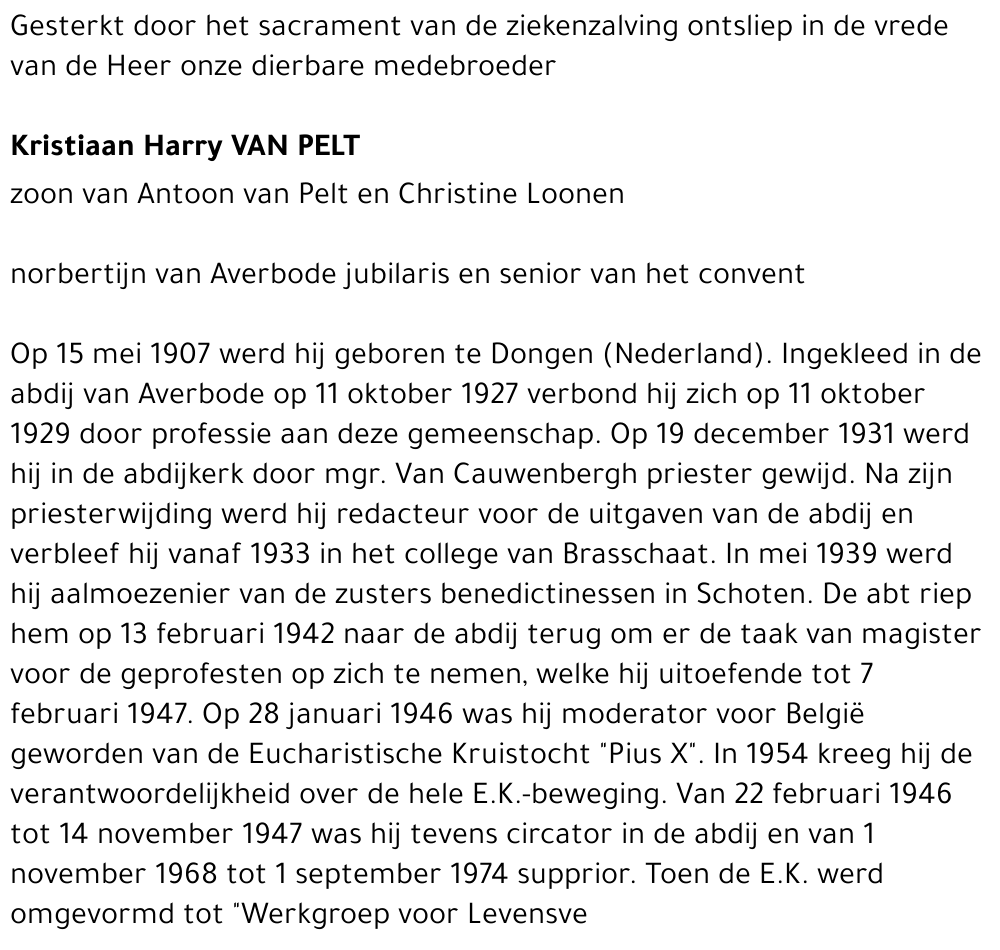 Kristiaan Harry VAN PELT