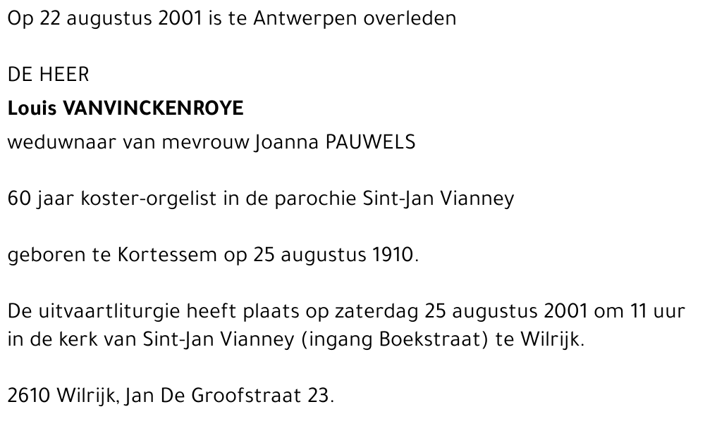 LOUIS VANVINCKENROYE